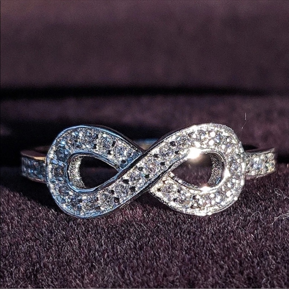 NEW INFINITY 925 STERLING SILVER DIAMOND RING - Picture 2 of 6